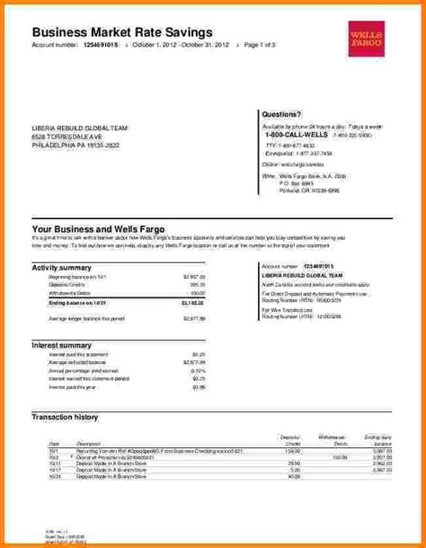 Blank Wells Fargo Bank Statement Template Templates In Blank Bank