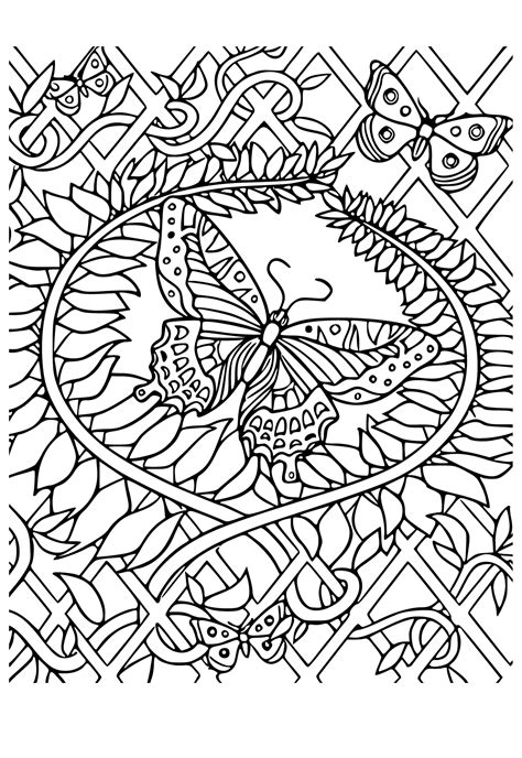 Free Printable Difficult Butterfly Coloring Page Sheet And Picture For