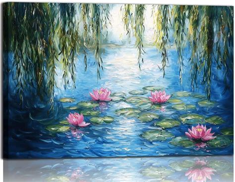 AVOI Claude Monet Water Lilies Canvas Wall Art, Monet Style Famous Oil ...