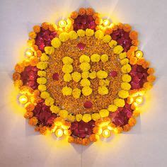 Simple Flower Rangoli with Real Flowers