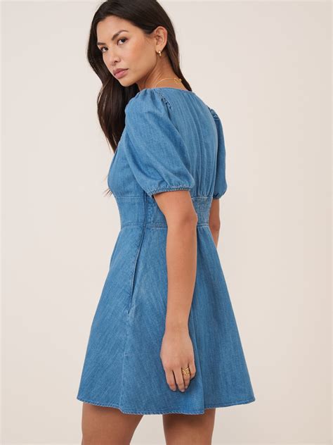 blue denim tulla puff sleeve mini denim dress nobodys child