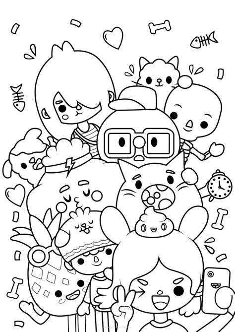 Ausmalbild Toca Boca - 🖍️ Toca Boca Gruppe von Charakteren - Kostenlose Ausmalbild zum ...
