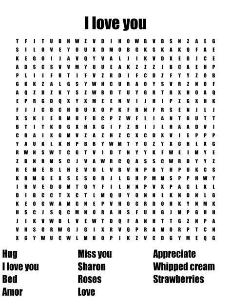 I Love You Word Search WordMint