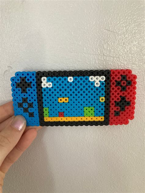 Cute Nintendo Switch Perler Bead Blue And Red With Mario In Background Etsy