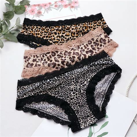 Lace Knickers Leopard Print Panty Underwear Briefs Underpants Lingerie Soft Lady Ebay