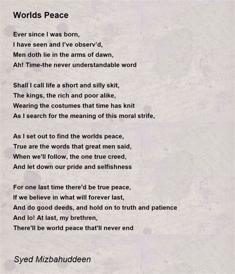 Best poems about world peace