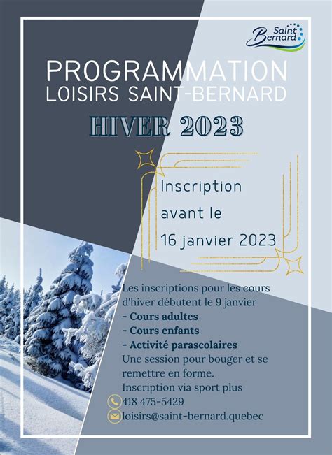 Prog Hiver Visuel Promo Municipalit De Saint Bernard