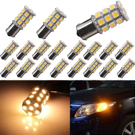 20Pack Trun Signal 1156 1141 1003 27SMD Warm White LED Bulbs For Car