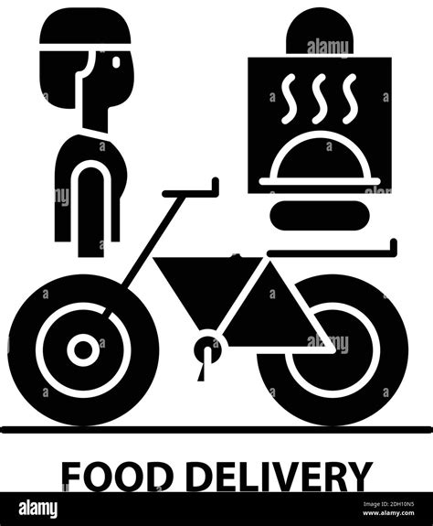 Food Delivery Icon Black Vector Sign With Editable Strokes Concept