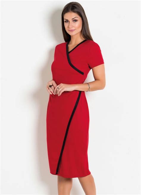 Vestido Vermelho Transpassado Moda Evang Lica Rosalie