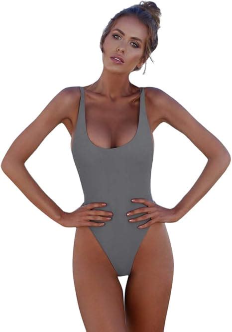 Hhyyq Damen Einteiliger Monokini High Cut Badeanzug String Thong Bikini