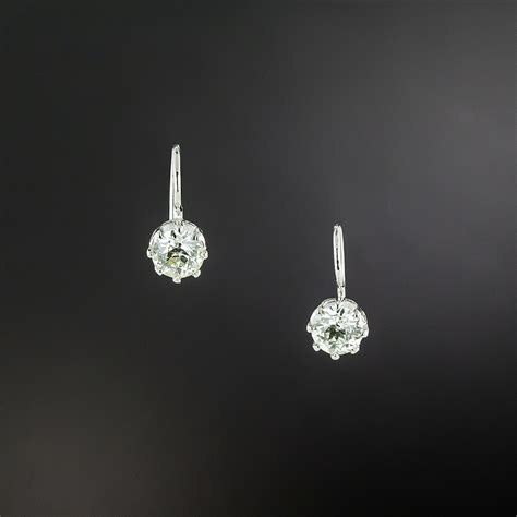 Vintage Style 150 Carat European Cut Diamond Solitaire Drop Earrings