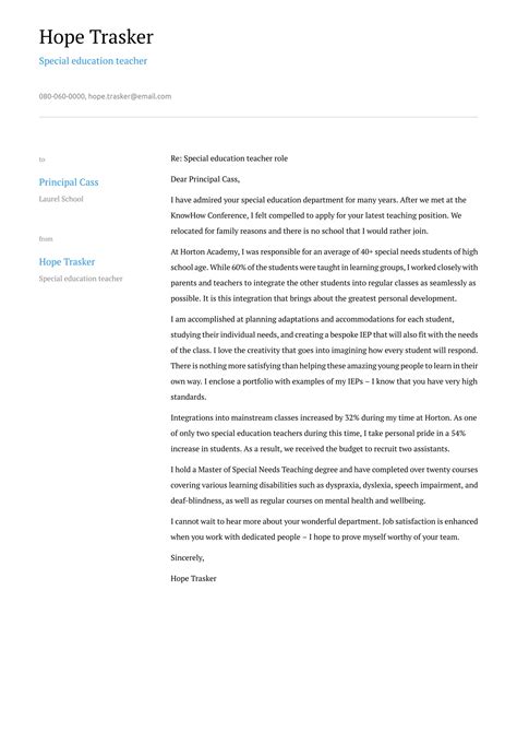 Special Education Teacher Cover Letter Examples And Expert Tips Free