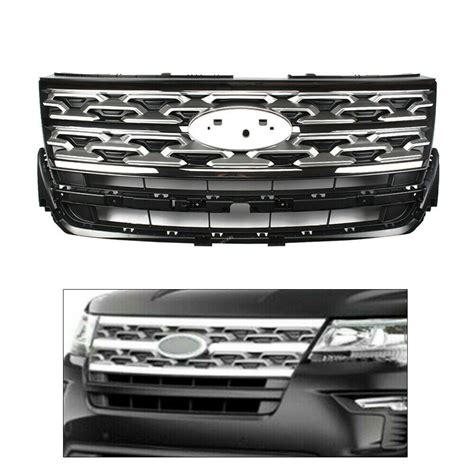 Waltyotur Front Bumper Upper Grille Chrome Black Automotive Grille