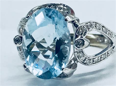 Aquamarine Engagement Ring 4.5 Carat Natural Aquamarine Ring Vintage