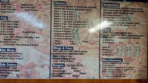 Menu At Denvers Fine Foods Restaurant Conception Bay South