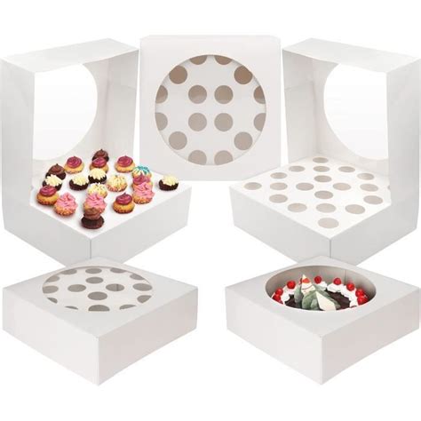 Boite A Cupcake En Carton Blanc Avec Fenêtre En Plastique Transparent