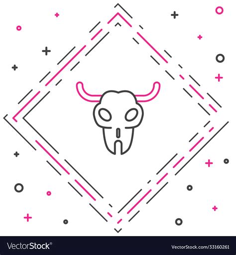 Line Buffalo Skull Icon Isolated On White Vector Image