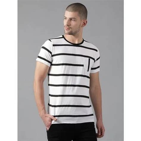 Hosiery Sinker Mens Striped Half Sleeve T Shirt Size S Xxl At Rs 150