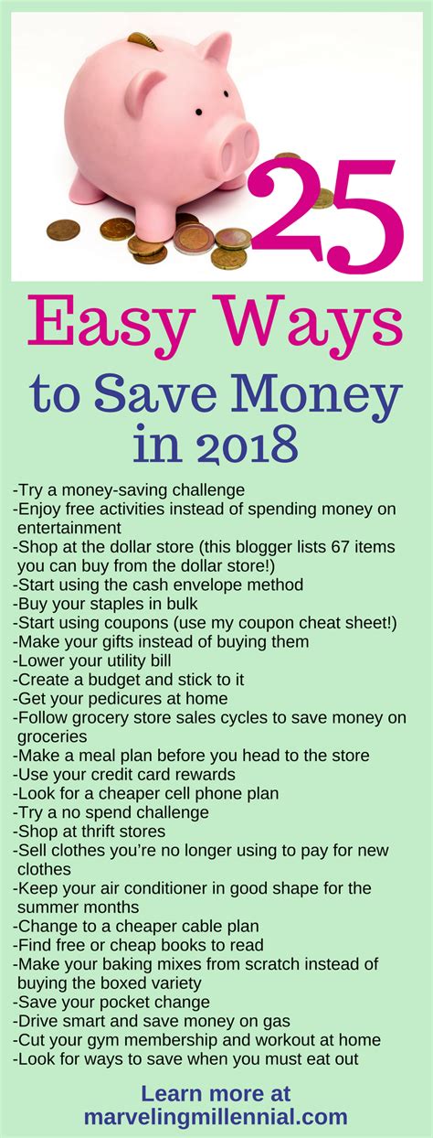 25 Easy Ways To Save Money In 2018 Money Saving Challenge Ways To