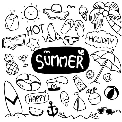 Premium Vector Summer Hand Drawn Doodles Vector