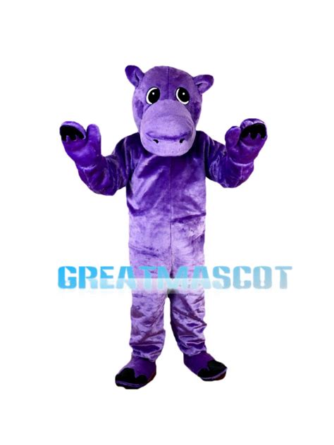 Purple Hippo Mascot Costume