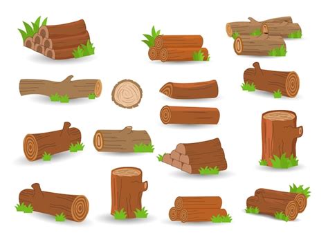 Premium Vector Cartoon Wood Logs Illustration Vector Wooden For