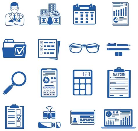 Premium Vector Auditing Tax Accounting Icons Set