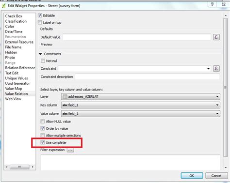 Widget Value Relation Autocompletion And Dropdown Menu In Qgis