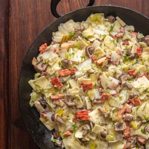 Łazanki Polish Pasta With Cabbage And Mushrooms Forager Chef