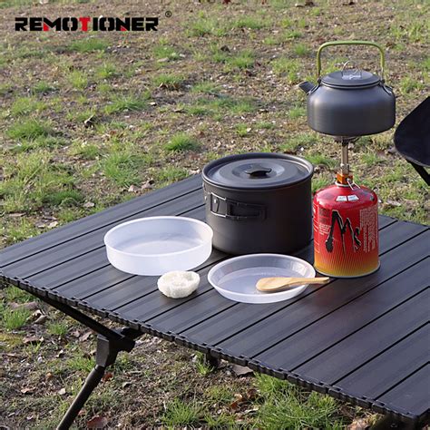 4 5 Person Outdoor Kitchen Teapot Pans Set Foldable Lightweight Camping