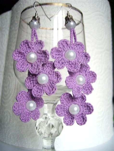 Crochet Earrings Crochet Flower Earrings Crochet Jewelry