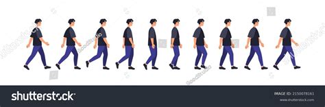 Full Walk Cycle Sequence Animation Man Stock Vector (Royalty Free ...