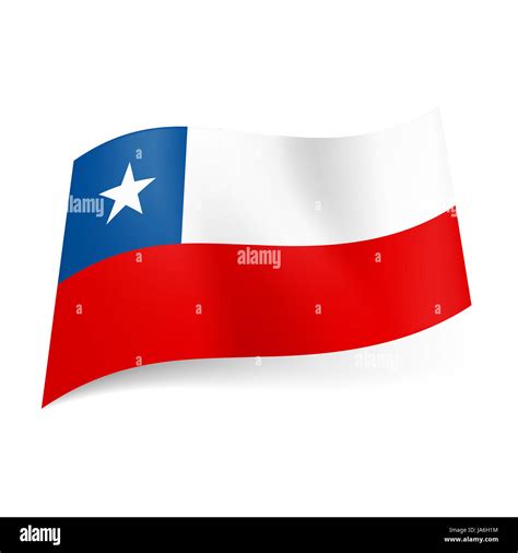 National flag of Chile: unequal white and red stripes, blue square with ...