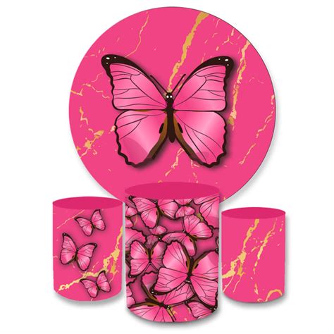 Kit Capa Painel Trio Cilindros Borboleta Rosa Loja Bibi Pain Is