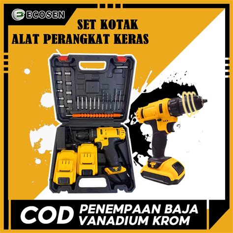 Jual ECOSEN Bor Baterai 198VF Bor Tanpa Kabel Bor Listrik Bor