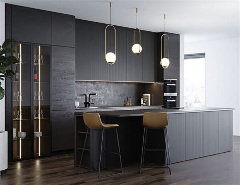 Black modern kitchen 3D model | CGTrader