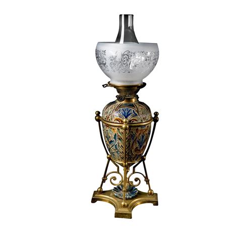 At Auction Doulton Lambeth Art Nouveau Oil Lamp By Mark Marshall