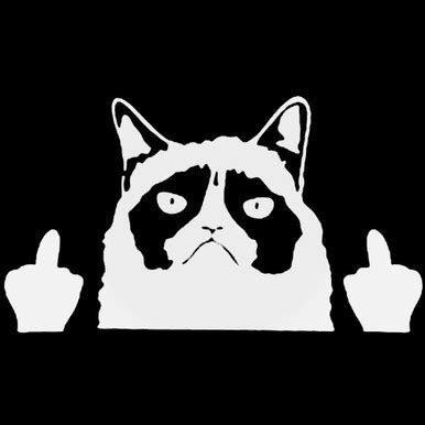 Grumpy Cat Flipping Off Decal Sticker