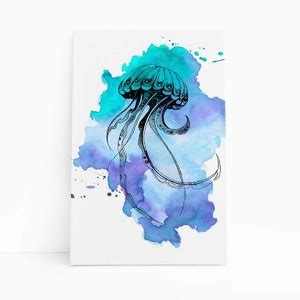 Gua Viva Azul E Roxo Arte Aquarela Quadro Canvas X Cm Leroy Merlin