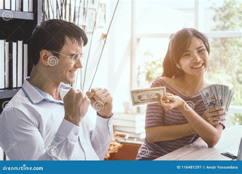 Wife Giving Saving Money To Happy Husband Stock Image Image Of Saving Financial 116481297