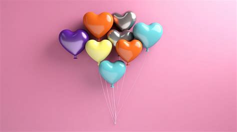 Heart Shaped Balloons Vibrant Cluster Against A Pink Backdrop Rendered In 3d Backgrounds | JPG ...