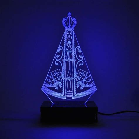 Nossa Senhora Aparecida Abajur Lumin Ria De Acr Lico Led Shopee