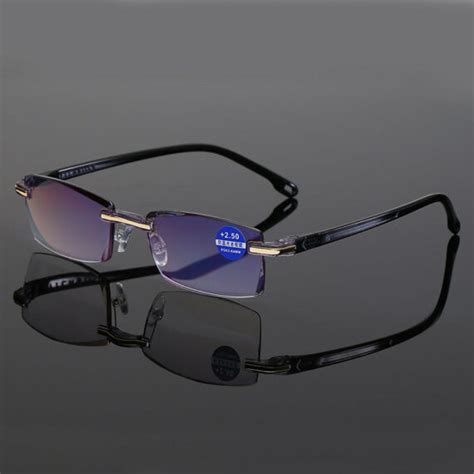 Color Glint Sapphire High Hardness Anti Blue Light Intelligent Dual Focus Reading Glasses Lulunami