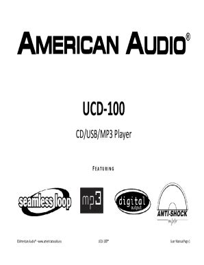 Fillable Online American Audio UCD 100 Operating Instructions Manual