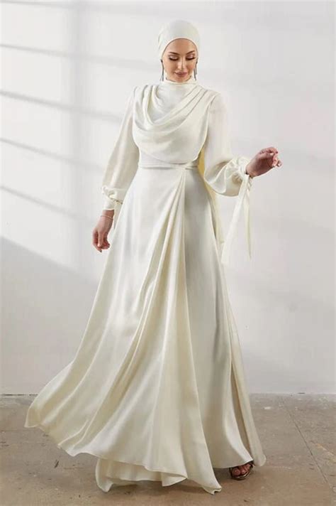 Modest Romantic Muslim Wedding Dress Soft Satin Tanya Bridal