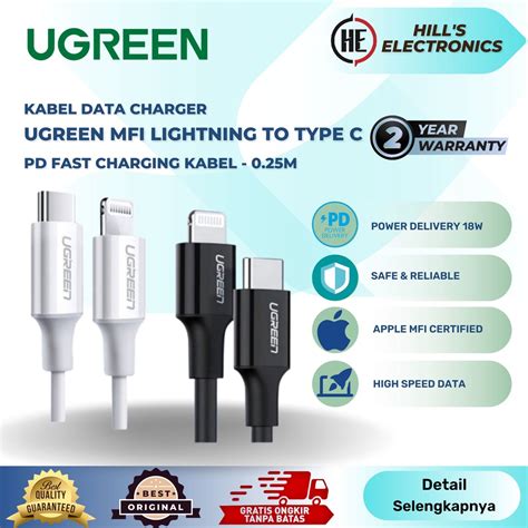 Jual Cable Data USB C To IPhone Lightning MFI UGREEN PD Fast Charging