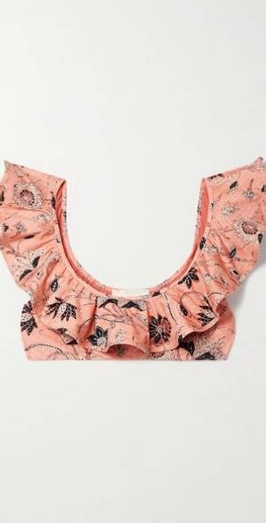 Ulla Johnson Azores Ruffled Printed Bikini Top