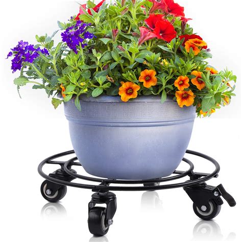 Amagabeli 14 Metal Plant Caddy Heavy Duty Iron Potted Plant Stand With