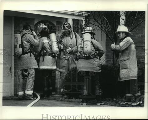 Firefighters Prepares To Enter Burning House Waukehsa 1985 Vintage